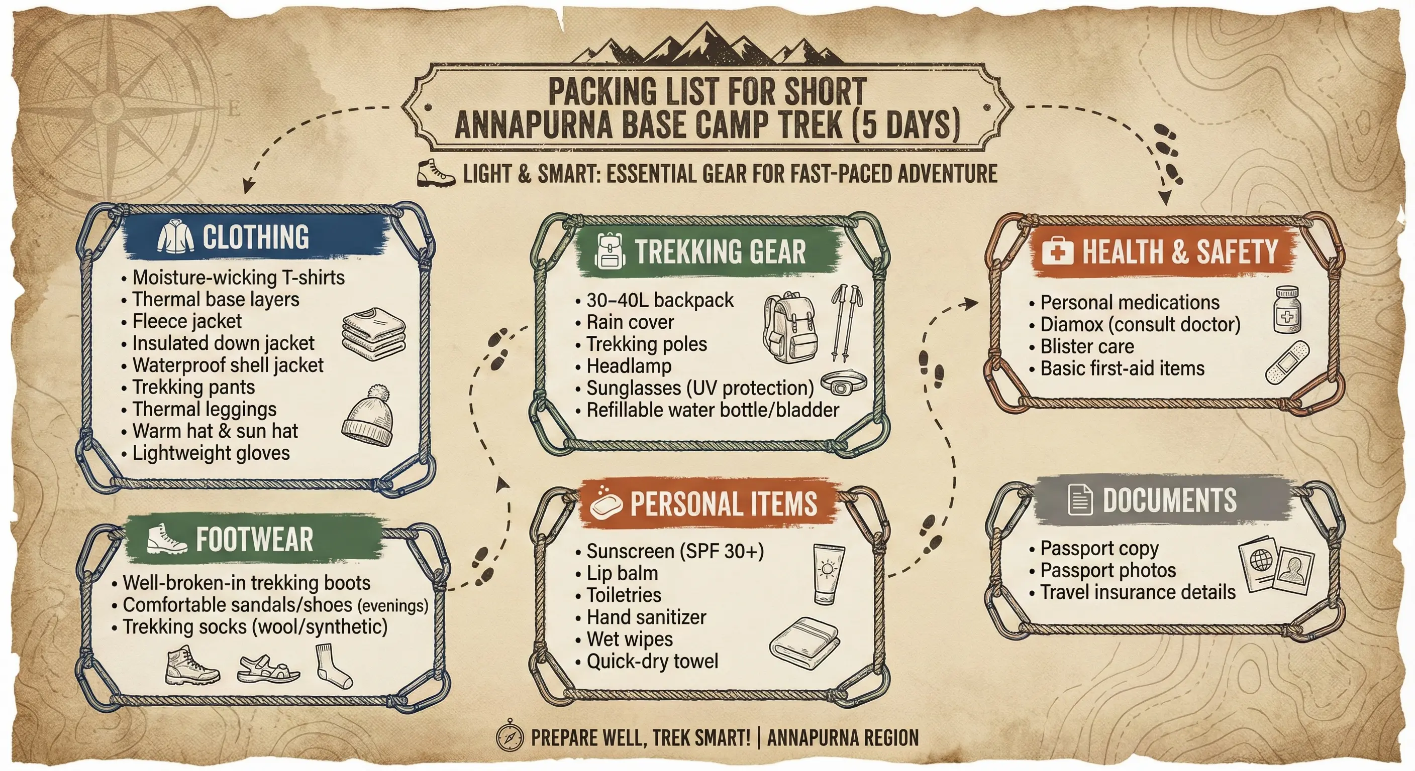 Packing List for Short Annapurna Base Camp Trek (5 Days)