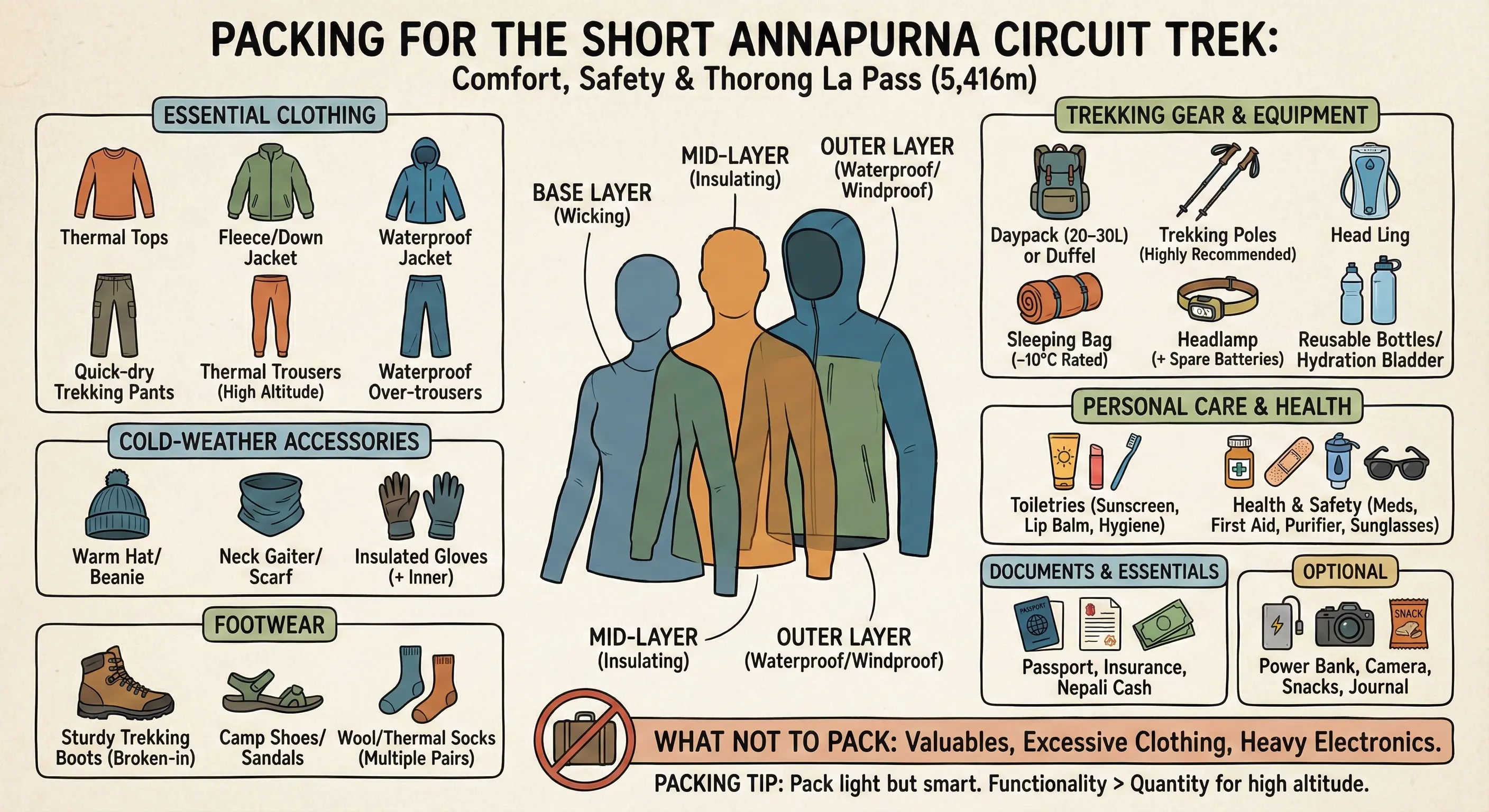 A picture showing What to Pack for the Short Annapurna Circuit Trek