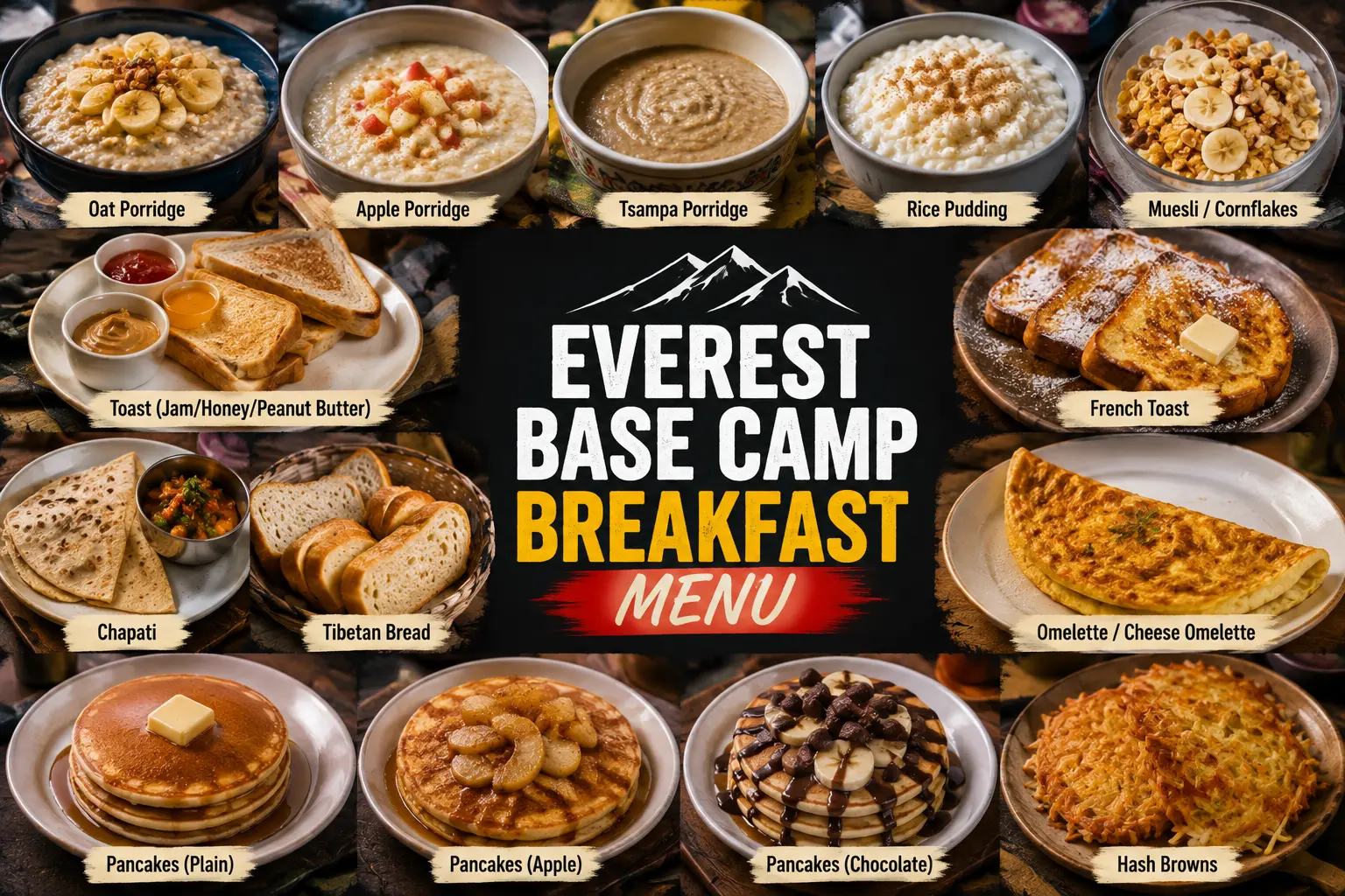 Everest Base Camp Breakfast Menu