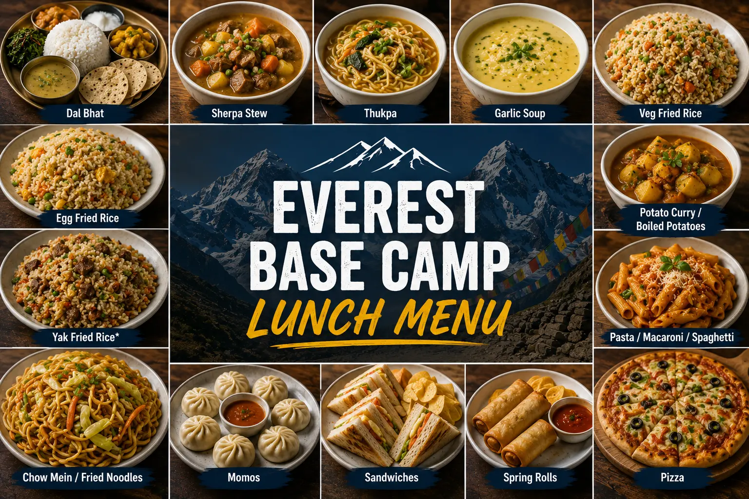 Everest Base Camp Lunch Menu